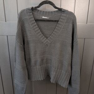 Olivaceous Black V-Neck Sweater